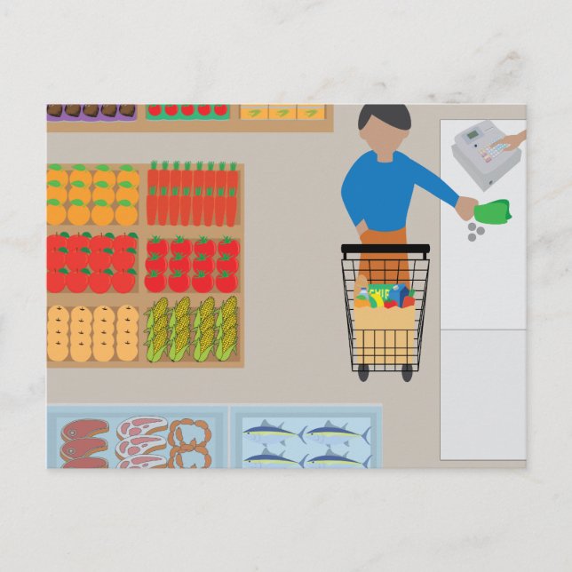 Carte Postale Acheteur d'un magasin d'alimentation (Devant)