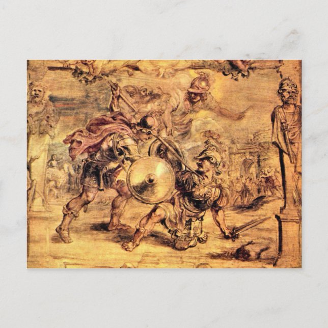 Carte Postale Achille bat Hector par Paul Rubens (Devant)