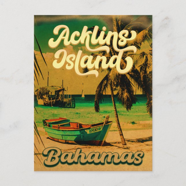 Carte Postale Acklins Island Bahamian Retro Sunset Souvenirs (Devant)