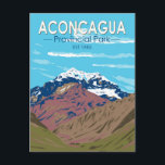 Carte Postale Aconcagua Provincial Park Argentina Voyage Vintage<br><div class="desc">Parc provincial Aconcagua dans un style vectoriel. Elle abrite le mont Aconcagua,  le plus haut sommet d'Amérique du Sud,  enneigé.</div>
