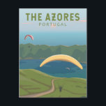 Carte Postale Açores Portugal Voyage Art Vintage<br><div class="desc">L'oeuvre vectorielle des Açores. Les îles sont caractérisées par des paysages spectaculaires,  des villages de pêcheurs,  des pâturages verts et des haies d'hydrangées bleues.</div>