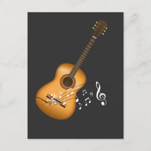 Carte Postale Acoustique Guitare Player Notes musicales Art Musi