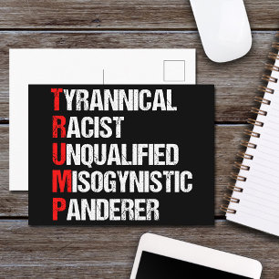 Carte Postale Acronyme anti-Trump d'humour politique