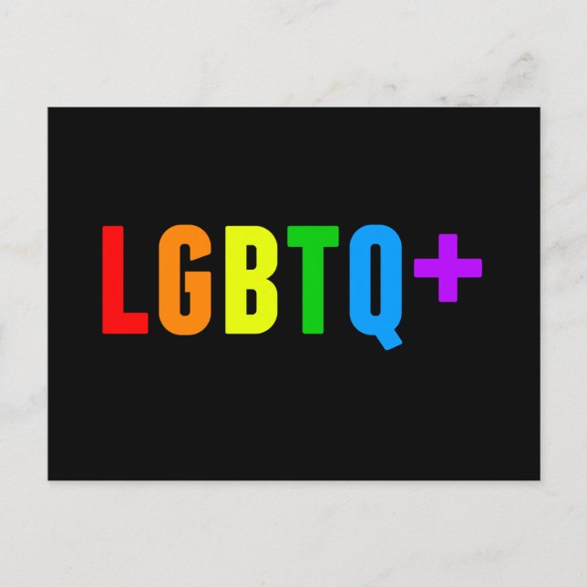 Carte Postale Acronyme de Gay pride arc-en-ciel LGBTQ Plus noir (Devant)