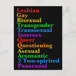 Carte Postale Acronyme de la fierté de la diversité arc-en-ciel 