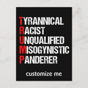 Carte Postale Acronyme drôle anti-Trump