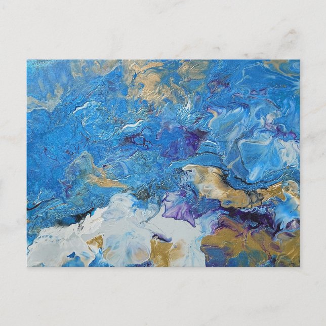 Carte Postale Acrylique pour blues abstraits et or 1 (Devant)