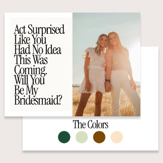 Carte Postale Act Surprised Funny Retro Photo Be My Bridesmaid