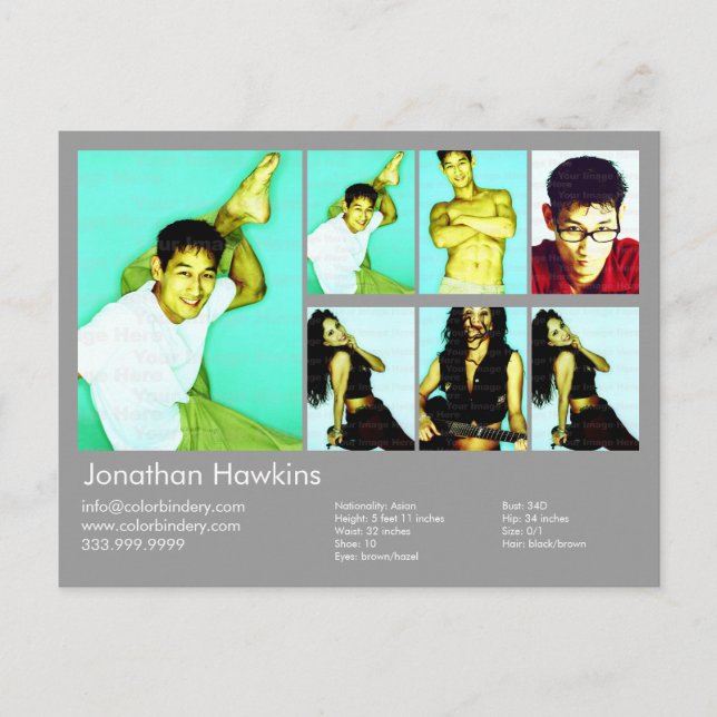 Carte Postale Acteur à 2 côtés et modèle Capture d'écran gris cl (Devant)