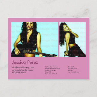 Carte Postale Acteur et modèle 2 Tiré Pink Headshot Comp