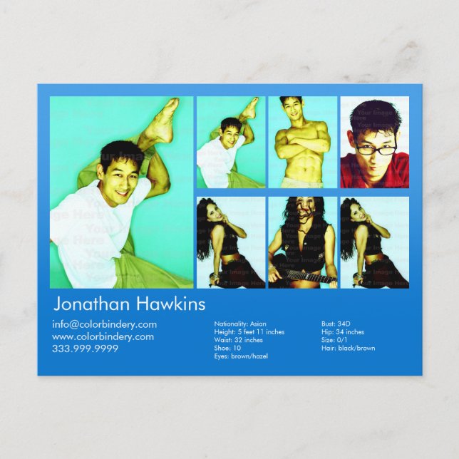 Carte Postale Acteur et modèle Bleu Capture d'écran (Devant)