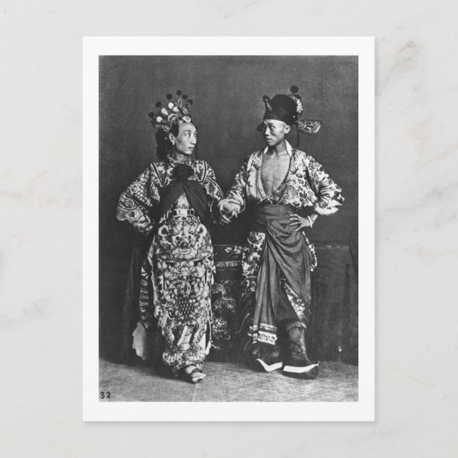 Carte Postale Acteurs chinois, c.1870 (photo b/w) (Devant)