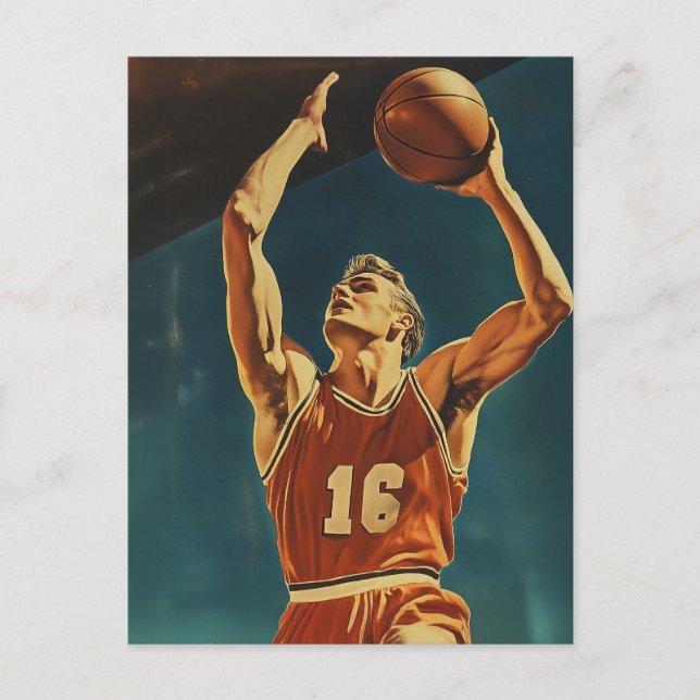 Carte Postale Action de basket vintage (Devant)