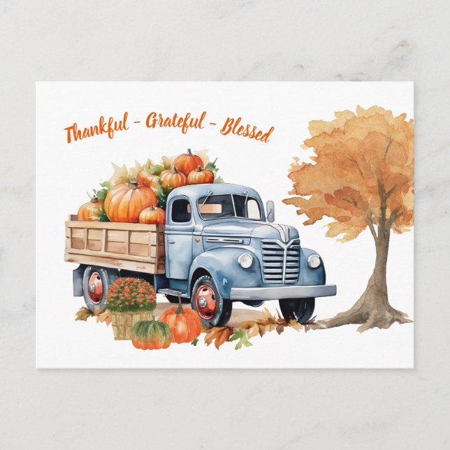 Carte Postale Action de grâce de citrouille d'automne moderne (Devant)