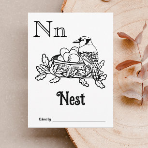 Carte Postale Activité de coloriage pour Baby Shower ABC des Ani