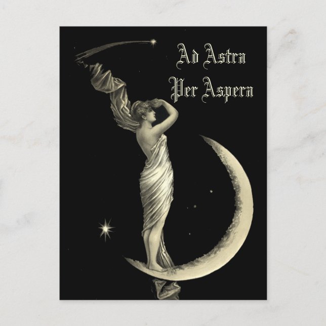 Carte Postale Ad Astra Woman sur Crescent Moon Imprimer (Devant)