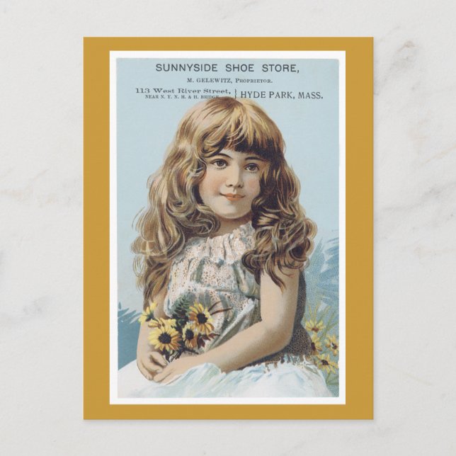 Carte Postale Ad Étiquette Sunnyside Chaussure Store Victorian P (Devant)