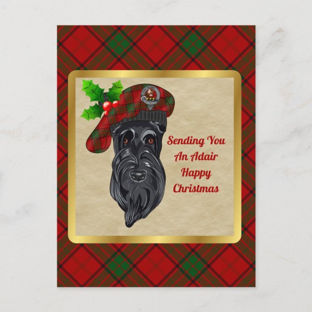 Carte Postale Adair Clan Badge & Tartan Christmas (Devant)