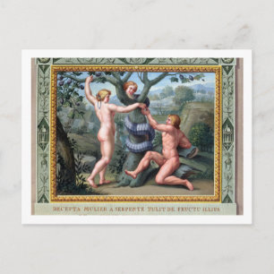 Carte Postale Adam et Eve avec le Serpent, illustration de t