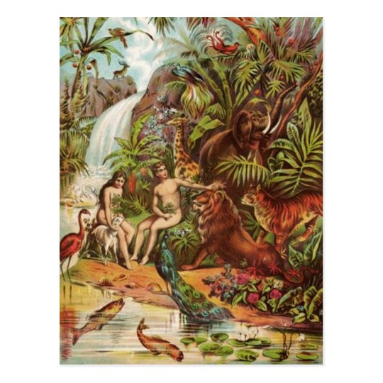 Adam Et Eve Paradis Du Fruit Carte Postale Adam et Ève dans le jardin | Zazzle.fr