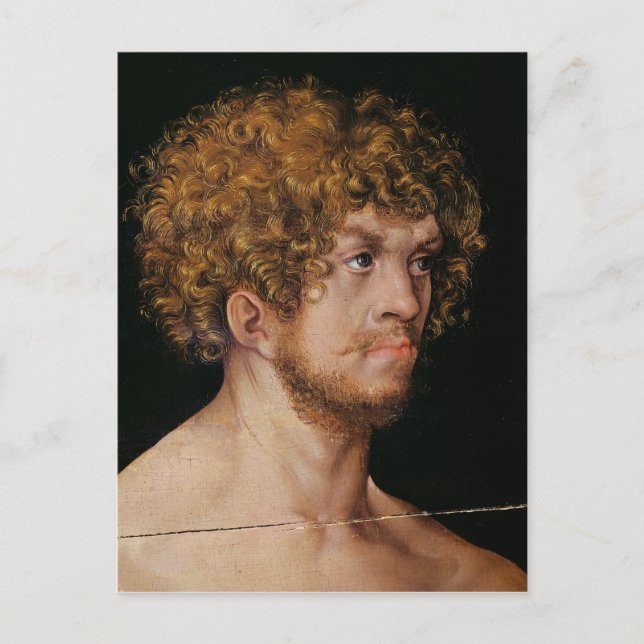 Carte Postale Adam et Eve, détail de la tête d'Adam (Devant)