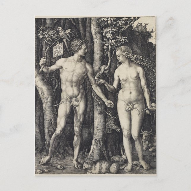 Carte Postale Adam et Eve, Engraving par Albrecht Durer (Devant)