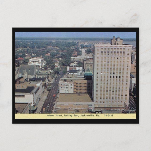 Carte Postale Adams St, Jacksonville FL Vintage (Devant)