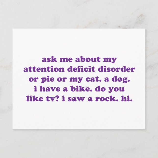 Carte Postale ADD ADHD Funny Citation - violet (Devant)