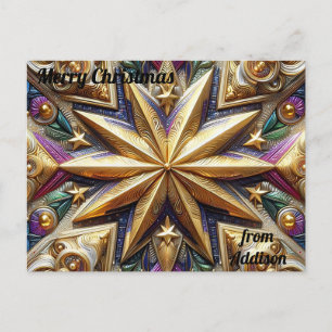 Carte Postale ADDISON ~ NOËL ~ motif 3D étoile ~