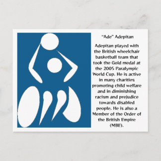 Carte Postale "Ade" Adepitan, joueur de basketball en fauteuil r