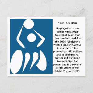 Carte Postale "Ade" Adepitan, joueur de basketball en fauteuil r