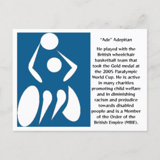 Carte Postale "Ade" Adepitan, joueur de basketball en fauteuil r