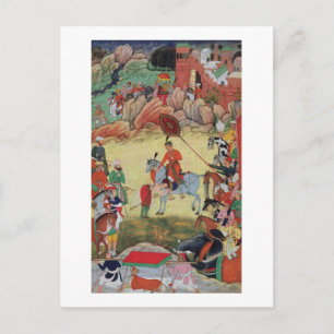 Carte Postale Adham Khan rendant hommage à Akbar chez Sarangpur,