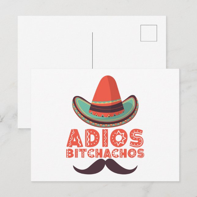 Carte Postale Adios Bitchachos Sombrero Retro Cinco De Mayo (Devant / Derrière)