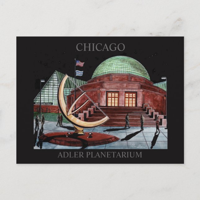Carte postale Adler Planetarium Randsom Art Chicag (Devant)