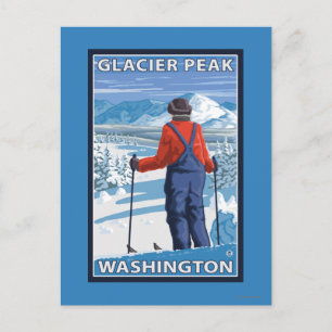 Carte Postale Admirant skieur - Glacier Peak, Washington