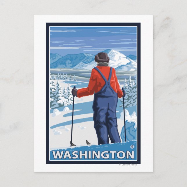 Carte Postale Admirant skieur - Washington (Devant)