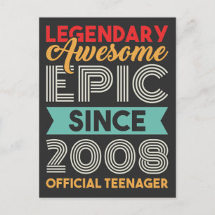 Carte Postale Adolescent officiel 13e anniversaire Treize ans