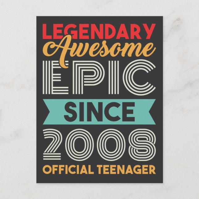 Carte Postale Adolescent officiel 13e anniversaire treize ans (Devant)