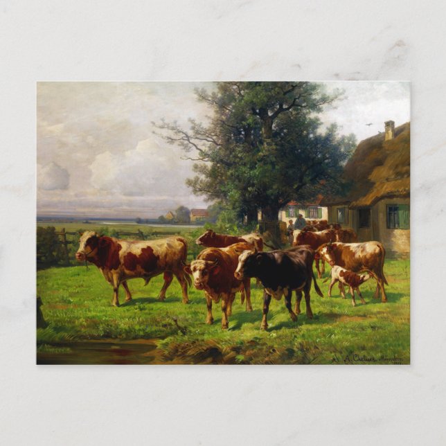 Carte Postale Adolf Chelius Cow Herd à Dachau (Devant)