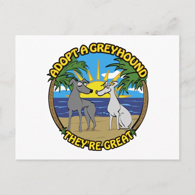 CARTE POSTALE ADOPTER UN GREYHOUND ILS SONT GRANDS (Devant)