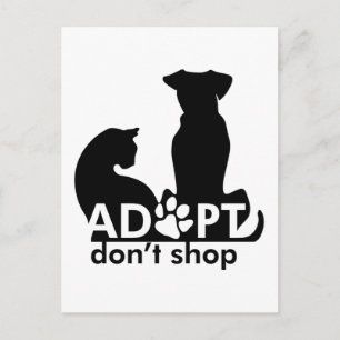 Carte Postale Adoptez Ne pas Acheter Chien Chat