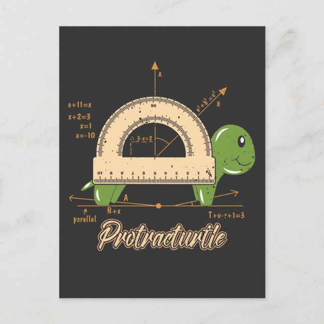 Carte Postale Adorabe Math Protractor Turtle Kids School (Devant)