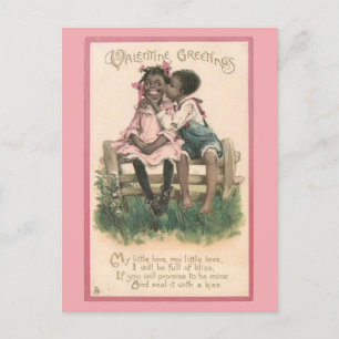Carte Postale Adorable Africain-Américain Couple Vintage Valenti