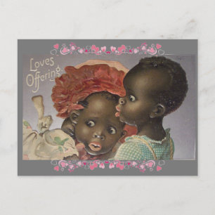 Carte Postale Adorable Afro-Américain Enfants Vintage Valentine
