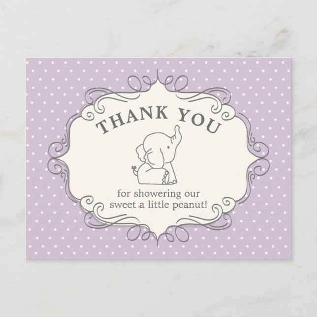 Carte Postale Adorable bébé éléphant | MERCI BABY SHOWER (Devant)