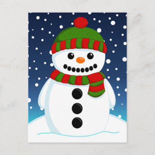 Carte Postale Adorable bonhomme de neige de Noël