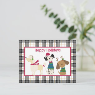 Carte postale adorable Cartoon Dog Trio Holiday