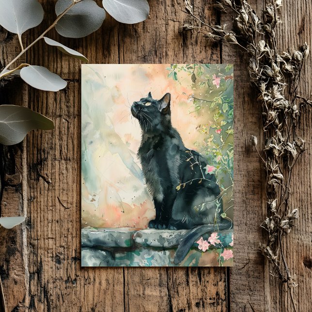CARTE POSTALE ADORABLE CAT WATERCOLOR ILLUSTRATION (Créateur téléchargé)