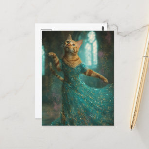 Carte Postale Adorable Chat de Gingembre Dansant